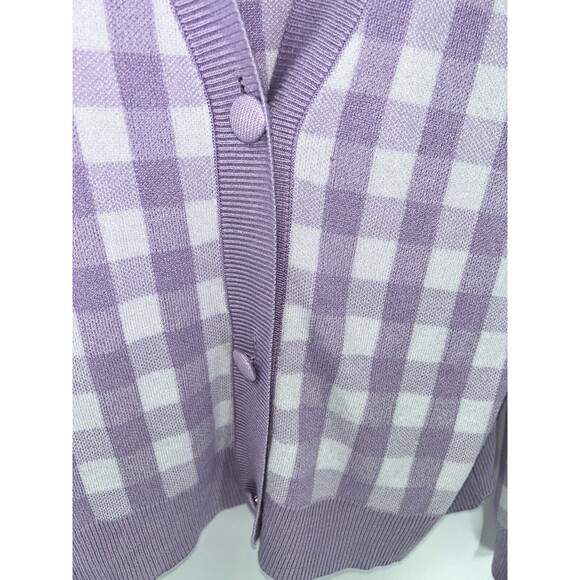 Women's Marled Reunited Clothing Gingham V-Neck Cardigan Sweater Size XS - Picture 4 of 7